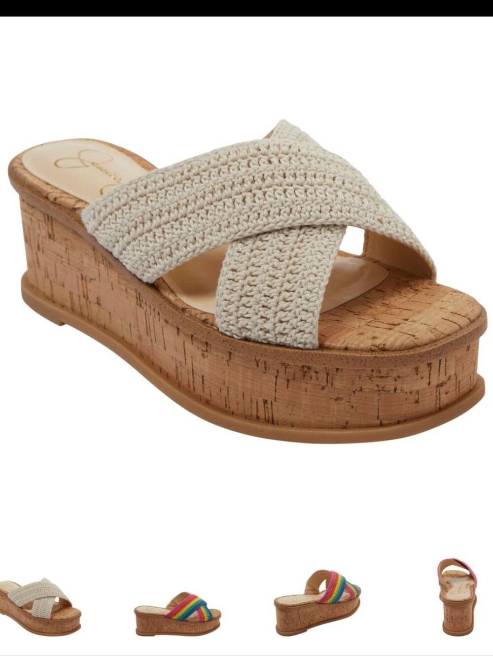 Summer Woven Cork Platform Slide - Cream (Women's Size 8)